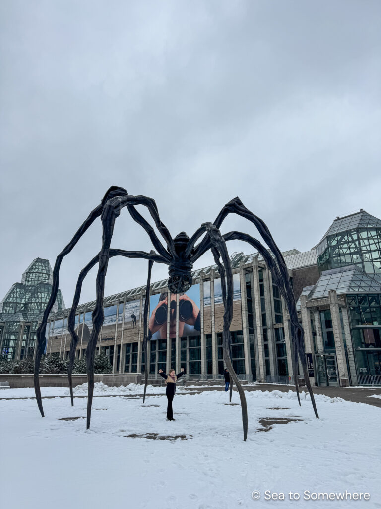 The giant spider sculpture in front of the National Gallery of Canada