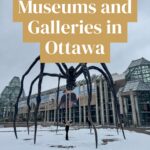 The giant spider sculpture in front of the National Gallery of Canada with the words: Museums and Galleries in Ottawa